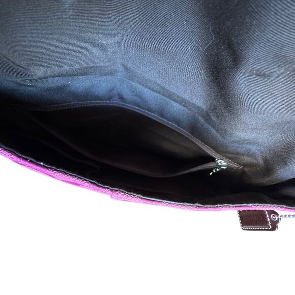 Coach Pink Hampton Signature C Canvas & Brown Leather Hobo Bag Y2K # F13018 - Picture 9 of 15